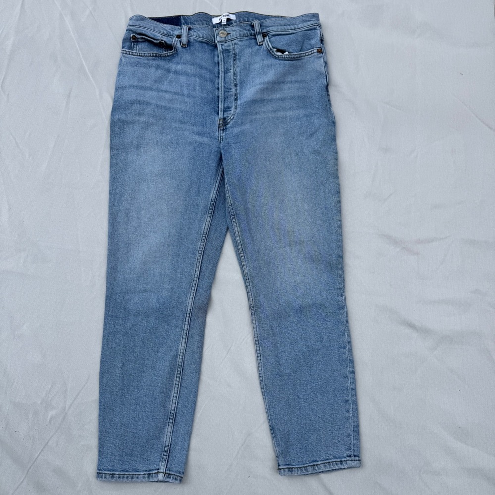 RE/DONE 90s High Rise Ankle Crop Jeans 32 Blue Straight Leg Y2K Retro Denim